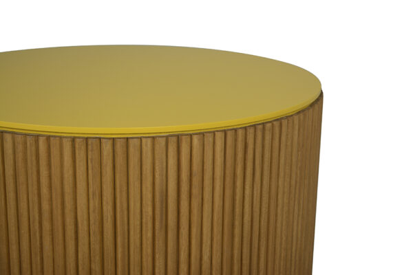 Mesa de centro con listones de madera y lacado amarillo - Imagen 5