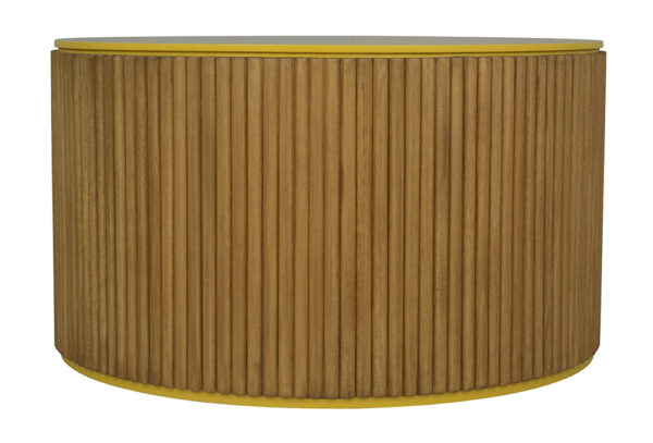 Mesa de centro con listones de madera y lacado amarillo - Imagen 2