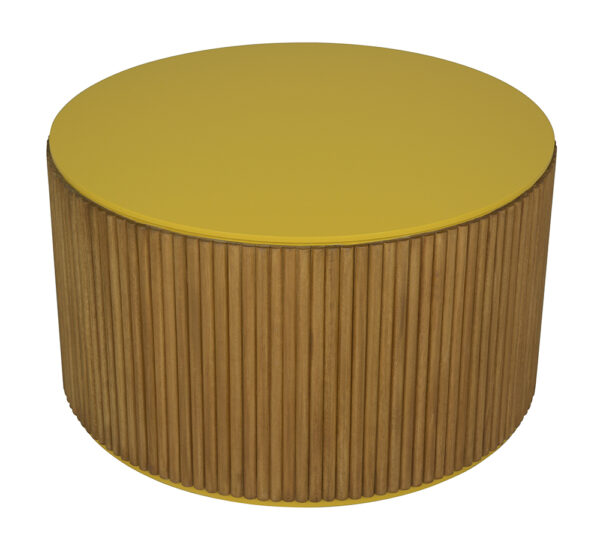 Mesa de centro con listones de madera y lacado amarillo - Imagen 3