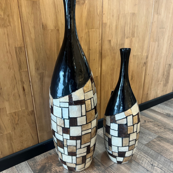 Vasija decorativa de nácar con cuadros 60 cms - Imagen 2