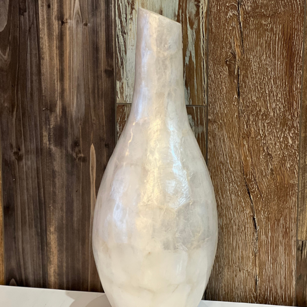 Vasija "Bowling" decorativa de nácar blanco
