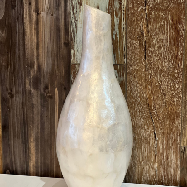 Vasija "Bowling" decorativa de nácar blanco