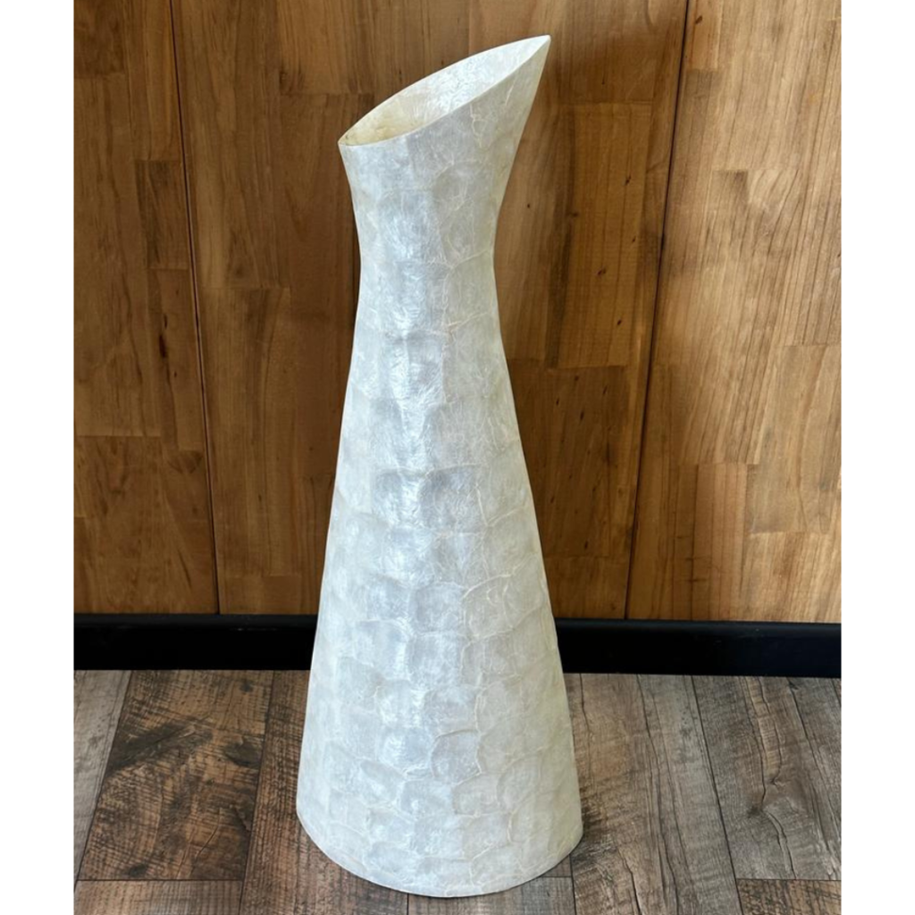 Vasija "CutBray" decorativa de nácar blanco