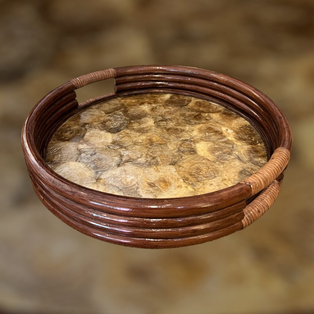 Bandeja de nácar dorado con rattan (4 vueltas)