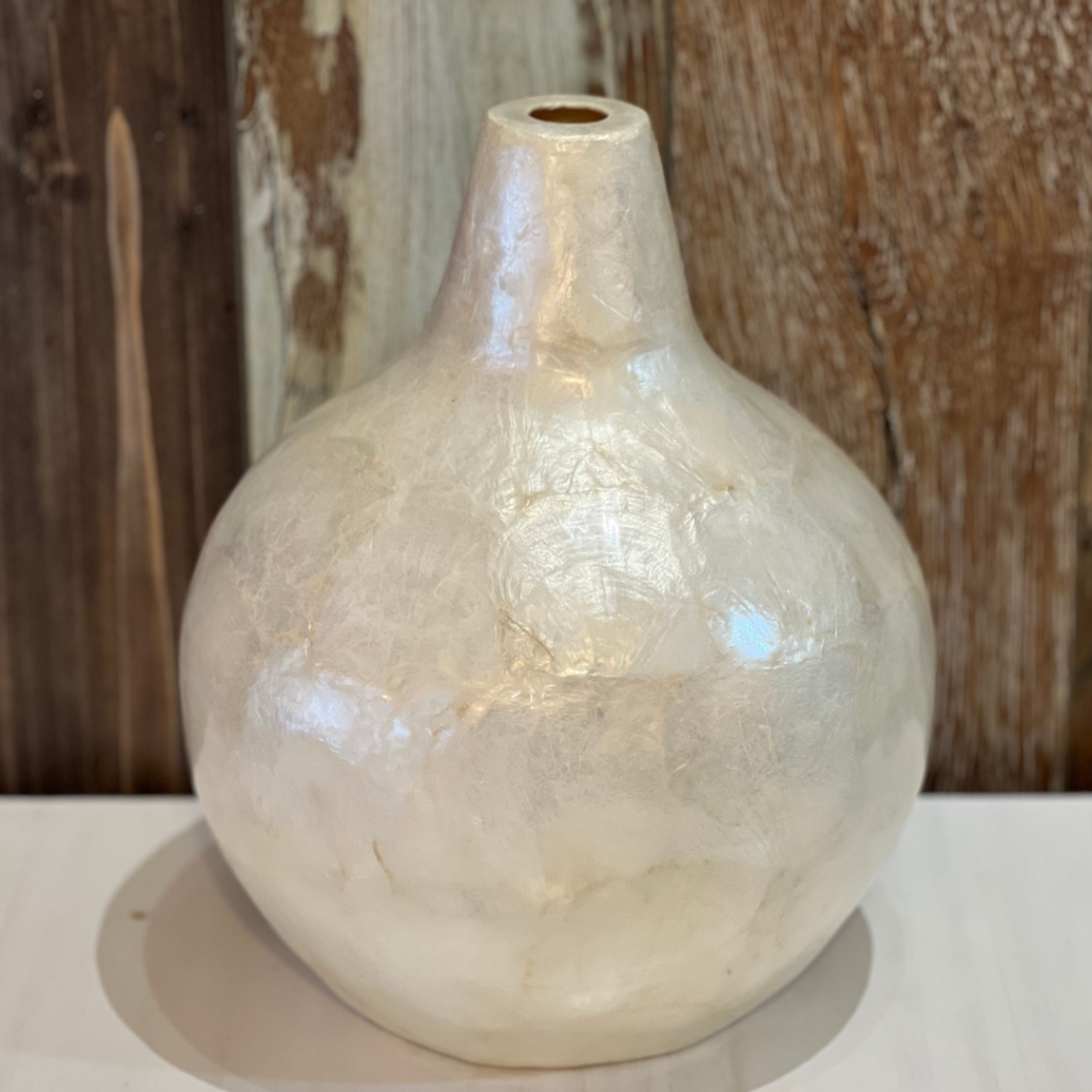 Vasija "Kendi" decorativa de nácar blanco